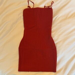 Babaton Scarlet Ribbed Mini Dress